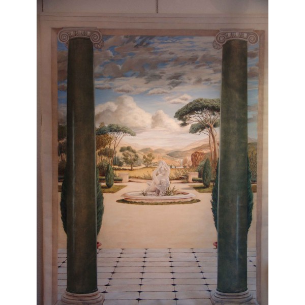 Peinture murale trompe l'oeil - Echappée sur le parc