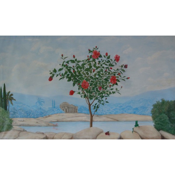 Peinture murale trompe l'oeil - Hibiscus