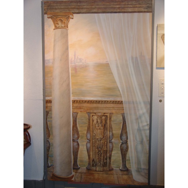 Trompe l'oeil, Acrylic paint - Venitian landscape.