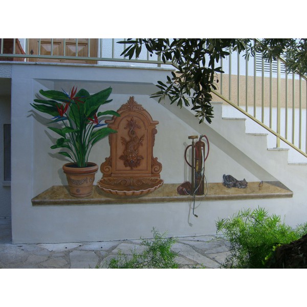 Mural acrylic trompe l'œil - Strelitzia